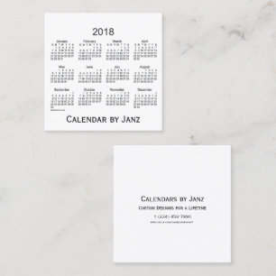 2018 Weiß-Kalender durch Janz quadratische Visitenkarte