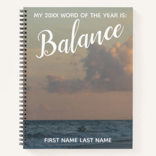 2018 Wort des Jahres Balance Wolken über dem Ozean Notizbuch