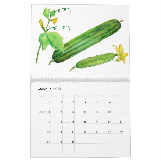 2018 zwei Seiten-Kalender-Aquarell-Gemüse Kalender (Mär 2026)