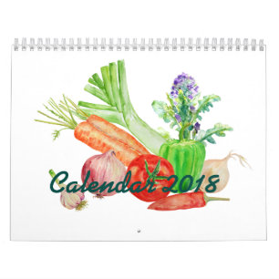 2018 zwei Seiten-Kalender-Aquarell-Gemüse Kalender