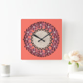 2019 м д а, в с о, е - н2019 - PANTONE 16 1546 Quadratische Wanduhr (Zuhause)