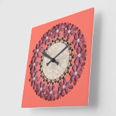 2019 м д а, в с о, е - н2019 - PANTONE 16 1546 Quadratische Wanduhr (Winkel)