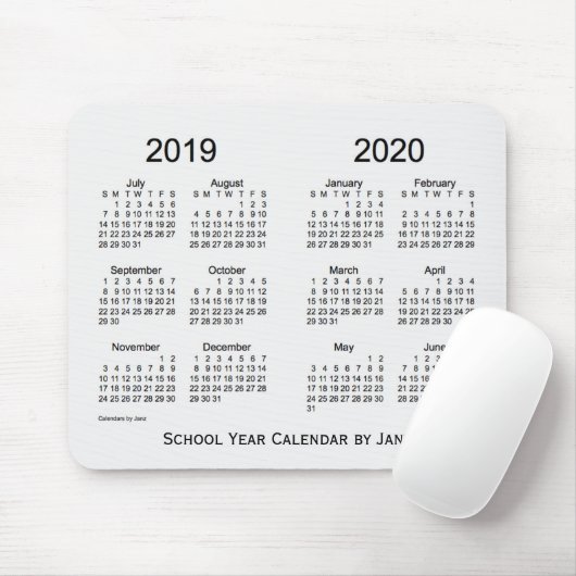 2019-2020 Schuljahr-weißer Rauch-Kalender durch Mousepad (Mit Mouse)