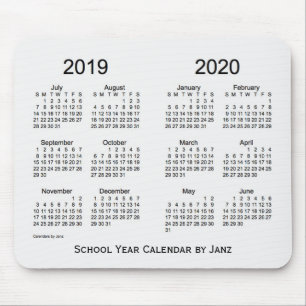 2019-2020 Schuljahr-weißer Rauch-Kalender durch Mousepad