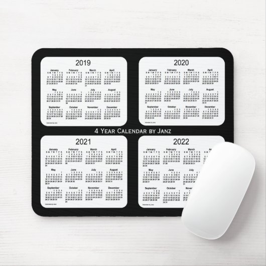 2019-2022 schwarzer 4-jähriger Kalender durch Janz Mousepad (Mit Mouse)