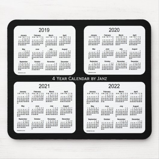 2019-2022 schwarzer 4-jähriger Kalender durch Janz Mousepad (Vorne)