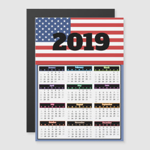 2019 American Flag Mini Calendar Magneteinladung