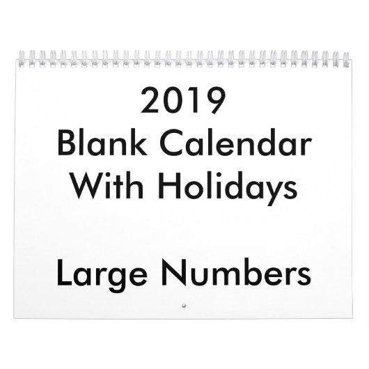 2019 Blanker Kalender mit großen Feiertagen (Titelbild)