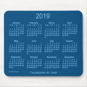 2019 Blau-Kalender durch Janz Mausunterlage Mousepad
