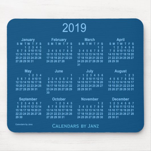 2019 Blau-Kalender durch Janz Mausunterlage Mousepad (Vorne)