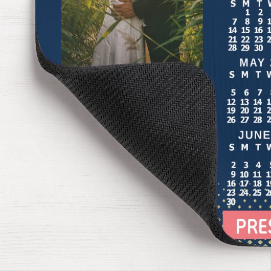 2019 Calendar Navy Koral Gold Familie Foto Collage Mousepad (Ecke)