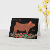 2019 Chinese-Tierkreis-Schweingrußkarte Karte (Gelbe Blume)