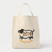 2019 Chinesisches Jahr der Pig-Black-Tote-Tasche Tragetasche (Vorne)