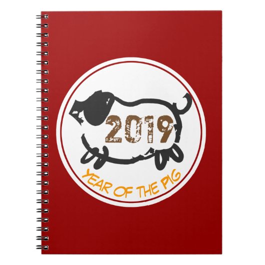 2019 Chinesisches Jahr der Schweinegrippe-Notebook Notizblock (Vorderseite)