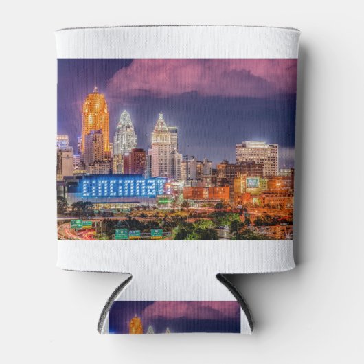 2019 Cincinnati Ohio Night Skyline Dosenkühler (Vorderseite)