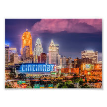 2019 Cincinnati Ohio Night Skyline - Foto Print