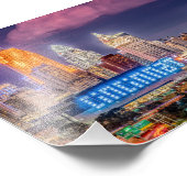 2019 Cincinnati Ohio Night Skyline - Foto Print (Ecke)