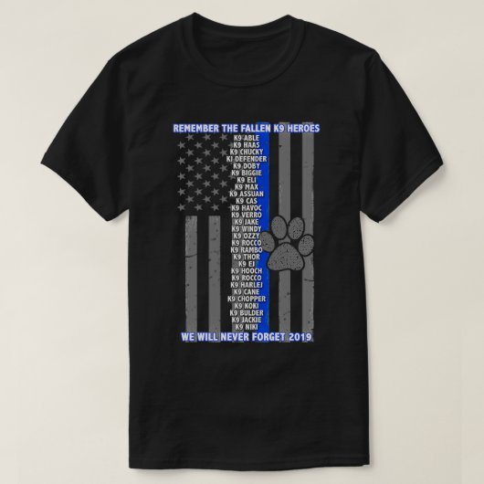 2019 Fallen K9 Memorial Thin Blue Line Familie T-Shirt (Design vorne)