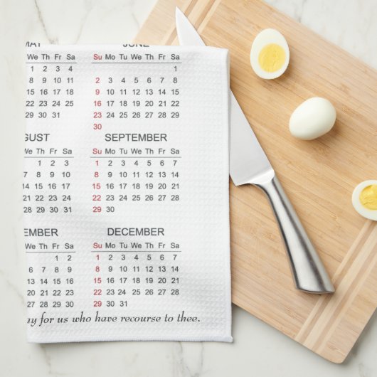 2019 gesegneter Jungfrau-Mary-Kalender Geschirrtuch (Viertel Falte)