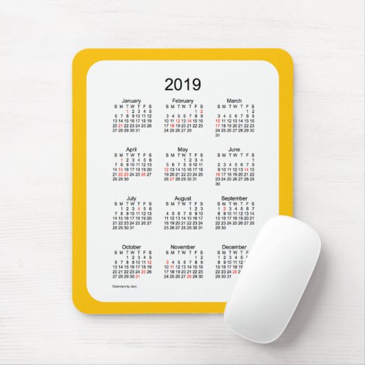 2019 Gold Holiday Calendar von Janz Mouse Pad Mousepad (Mit Mouse)