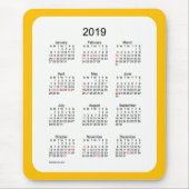 2019 Gold Holiday Calendar von Janz Mouse Pad Mousepad (Vorne)