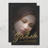 2019 Graduate Gold Script Full Foto Overlay Einladung (Vorne/Hinten)