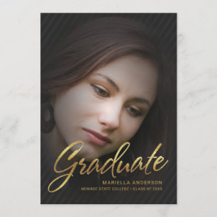 2019 Graduate Gold Script Full Foto Overlay Einladung