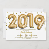 2019 GRADUATION PARTY Gold Confetti Balloons Einladung (Vorderseite)