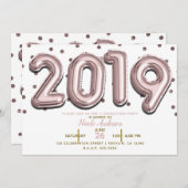 2019 GRADUATION PARTY Rose Gold Confetti Balloons Einladung (Vorne/Hinten)