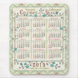 2019 Jahr Kalender Viktorianisch Jugendstil Benu Mousepad