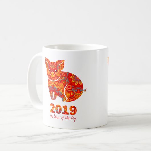 2019-jährig vom SCHWEIN Kaffeetasse (Vorderseite Links)