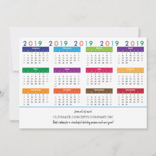 2019 Kalender Firmenname Logo auf der Rückseite Feiertagskarte