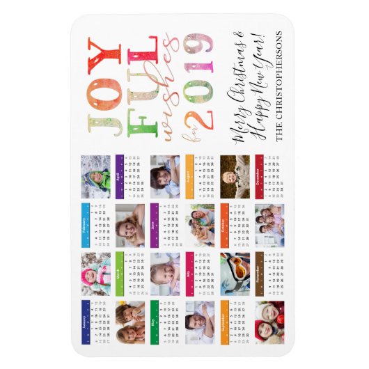 2019 Kalender Foto Collage Editable Gruß Magnet (Vertikal)