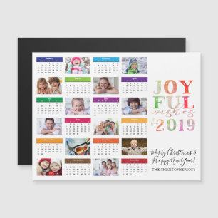 2019 Kalender Foto Collage editierbarer Gruß Magneteinladung