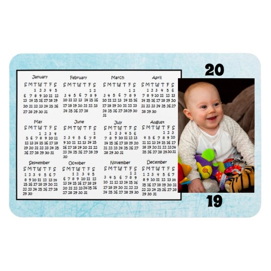 2019 Kalender Magnet Blue Foto Magnet (Horizontal)