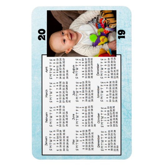 2019 Kalender Magnet Blue Foto Magnet (Vertikal)