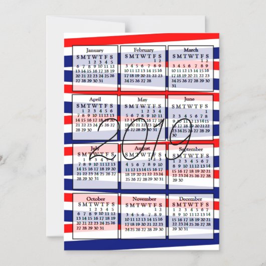2019 Kalender - Patriotischer Hintergrund Magneteinladung (Vorderseite)