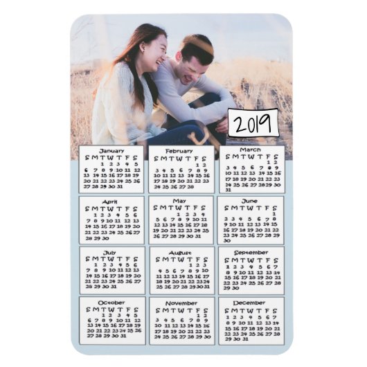 2019 Kalender Personalisiert Blue Foto Magnet (Vertikal)