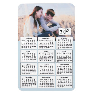 2019 Kalender-personalisierter blauer Foto-Magnet Magnet