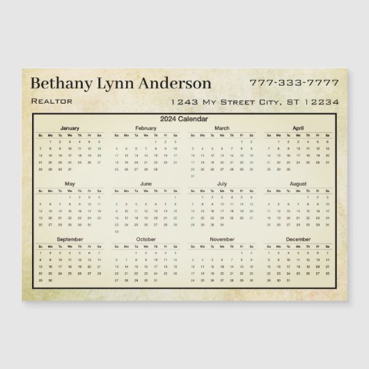 2019 Kalenders Herz Leaf Tree Blumengraben Grün Magnetkarte (Vorderseite)