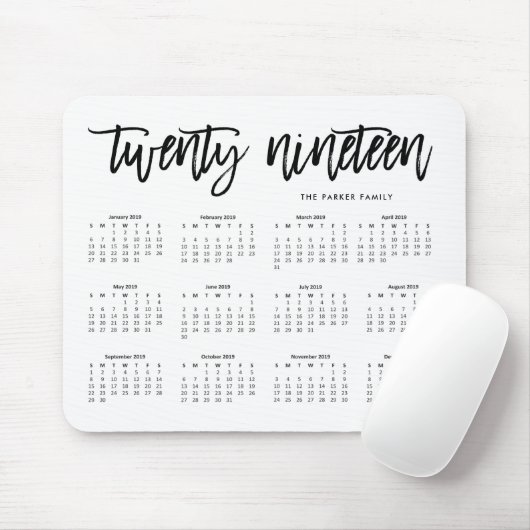 2019 moderne Typografie des Kalender-| Mousepad (Mit Mouse)