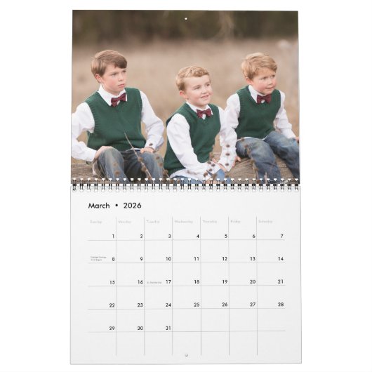2019 Modernes Rustikales Black Family Script Foto Kalender (Mär 2026)