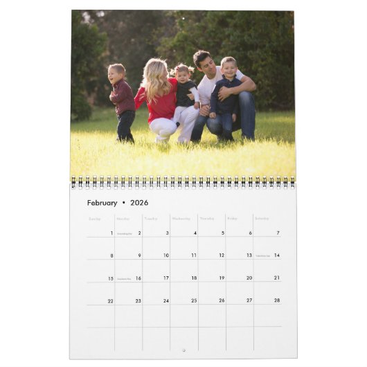 2019 Modernes Rustikales Black Family Script Foto Kalender (Feb 2026)
