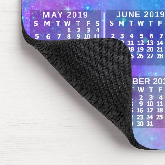 2019 Monatlicher Kalender Blaue Aquarellsterne Mousepad (Ecke)
