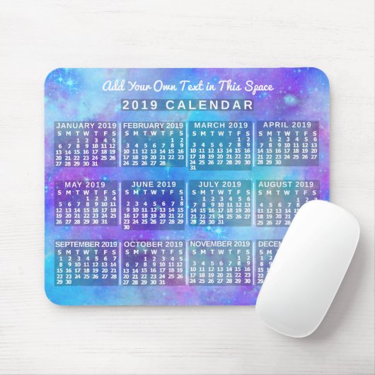 2019 Monatlicher Kalender Blaue Aquarellsterne Mousepad (Mit Mouse)