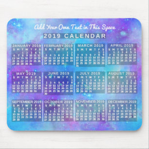 2019 Monatlicher Kalender Blaue Aquarellsterne Mousepad