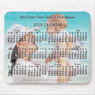 2019 Monatlicher Kalender Schwarz Foto Text hinzuf Mousepad
