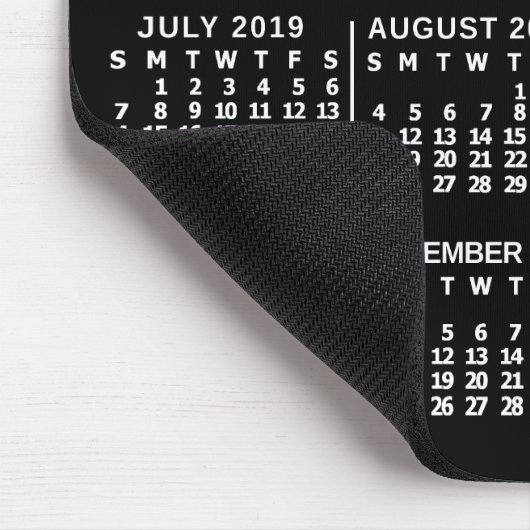 2019 Monatlicher Kalender Schwarz-weißer Individue Mousepad (Ecke)