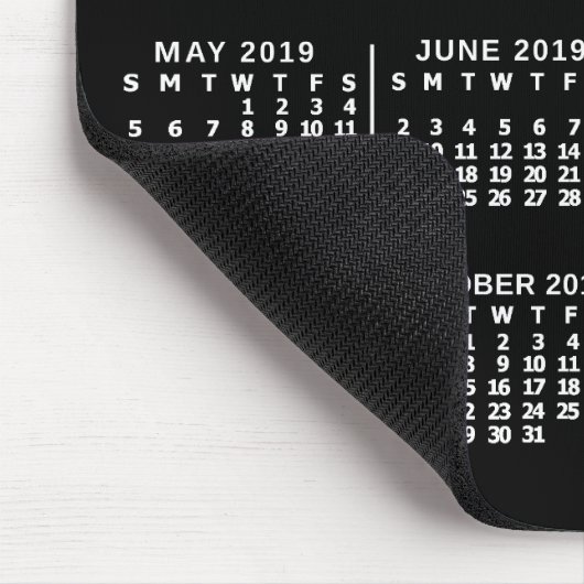 2019 Monatskalender Benutzerdefiniert Schwarz und Mousepad (Ecke)