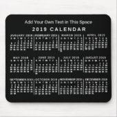 2019 Monatskalender Benutzerdefiniert Schwarz und Mousepad (Vorne)